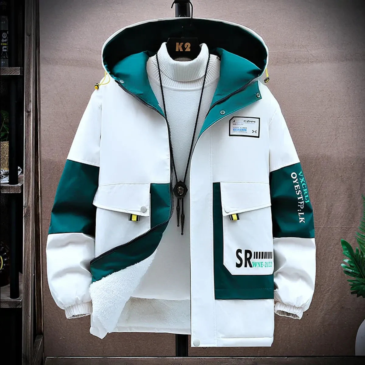 Men's Color-Block Hooded Winter Jacket